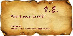 Vavrinecz Ernő névjegykártya